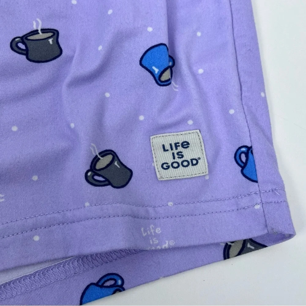 Life Is Good Sleep Women's PJ Shorts with Coffee Mug AOP Size M; Loungewear